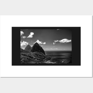 View of the famous Piton mountains in St Lucia, Eastern Caribbean Posters and Art